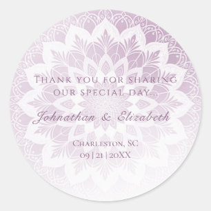 Sticker Rond Favor de mariage Mandala à dentelle rose
