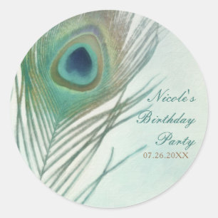 Sticker Rond Favori de fête à l'aquarelle Bohème chic à plume d
