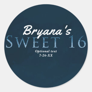 Sticker Rond Favori de fête d'anniversaire chic élégant bleu SW