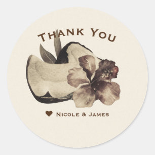 Sticker Rond Favori de fête Vintage Tropical Coco et Hibiscus