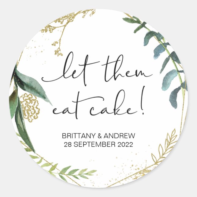 Sticker Rond Favori De Mariage De Gâteaux Laisser Les Manger Câ (Devant)