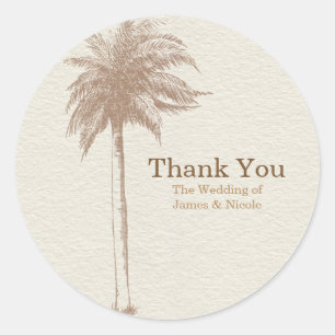 Sticker Rond Favori de mariage de plage d'arbre de palmier marr