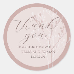 Sticker Rond Favori de mariage en or rose avec calligraphie sim
