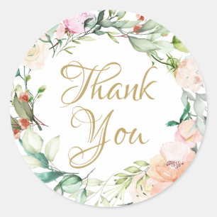 Sticker Rond Favori de mariage floral aquarelle Rose sauvage
