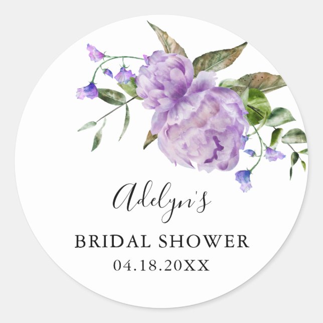 Sticker Rond Favori de mariage floral violet rustique   (Devant)