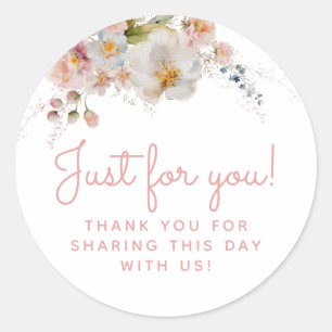 Sticker Rond Favori de remerciement floral rose aquarelle