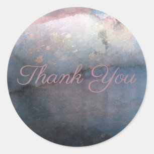 Sticker Rond Favori Rose Gold Bleu & Rose Moderne Aquarelle