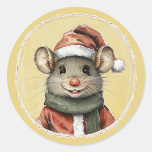 Sticker Rond Favoris de Noël animal amusant - Souris 1
