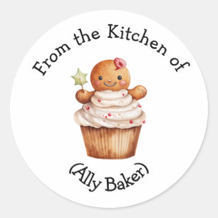 Sticker Rond Favoris de Noël personnalisés en pain d'épices de 
