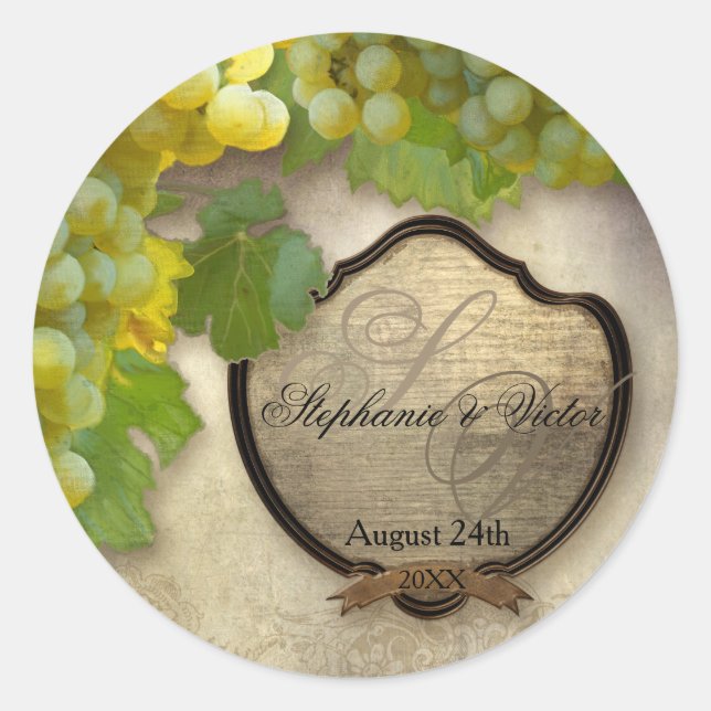 Sticker Rond Favoriser les phoques Chardonnay Vins Raisins Mari (Devant)