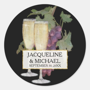 Sticker Rond Favoriser Sac Seals Vin Champagne Vignoble Mariage