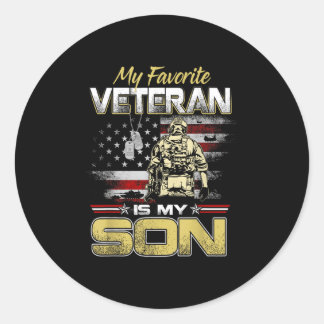 Sticker Rond Favorite veteran is son veterans day patriotic men