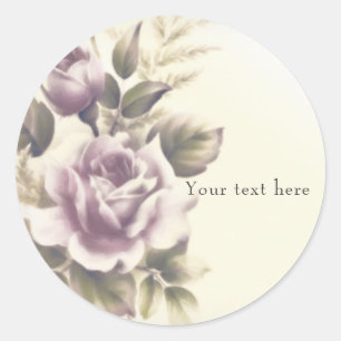 Sticker Rond Favors de fête personnalisés Roses anciennes Glamo