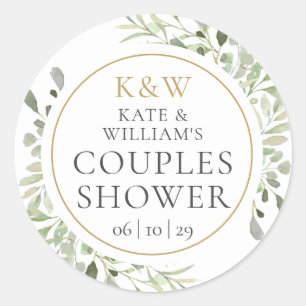 Sticker Rond Favors de mariage pour couples avec feuillage en m