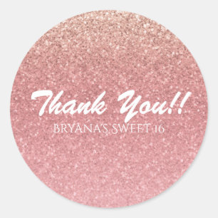 Sticker Rond Favour de fête Fairy Tale Pink Glitter Sweet 16