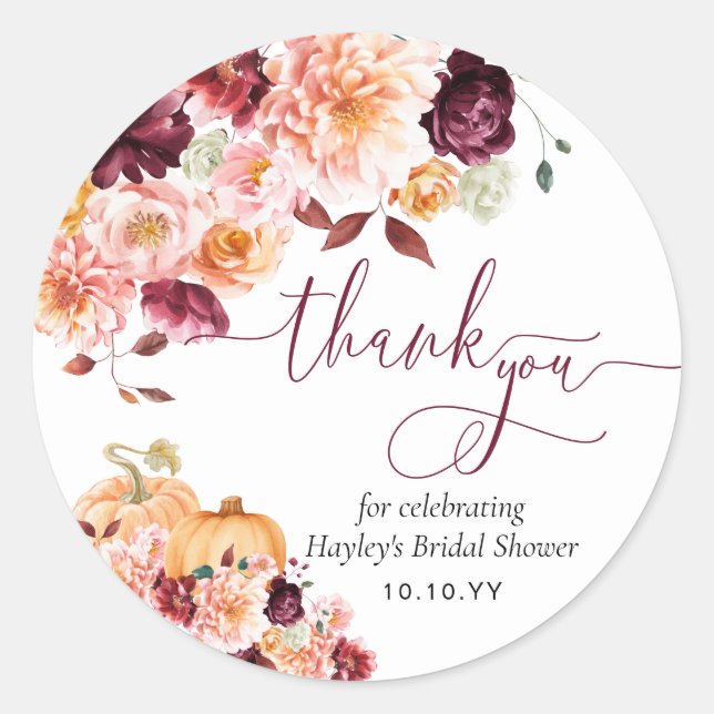 Sticker Rond Faye Burgundy Automne Automne Merci Floral (Devant)