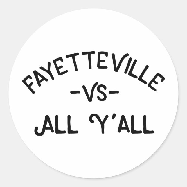 Sticker Rond Fayetteville VS All Yall, Arkansas (Devant)
