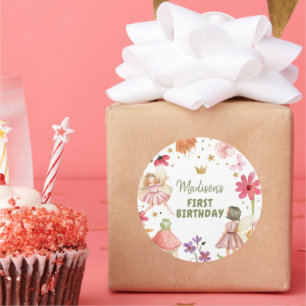 Sticker Rond Fée Anniversaire Enchantée Forêt Fée Faveurs