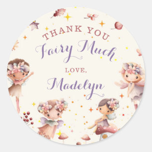 Sticker Rond Fée automne Topper Fille Anniversaire Favoriser ro