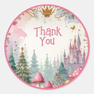 Sticker Rond Fée d'anniversaire Floral Anniversaire Pink Prince