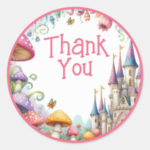 Sticker Rond Fée d'anniversaire Floral Anniversaire Pink Prince