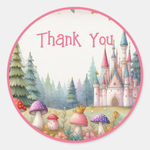 Sticker Rond Fée d'anniversaire Floral Anniversaire Pink Prince