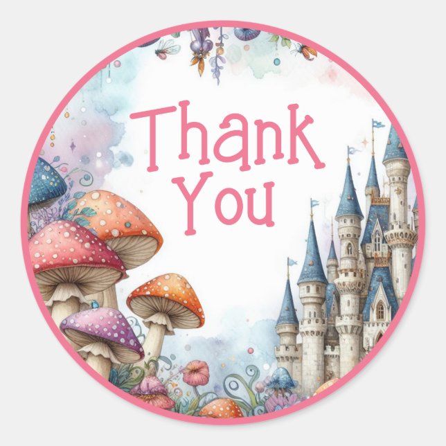Sticker Rond Fée d'anniversaire Floral Anniversaire Pink Prince (Devant)