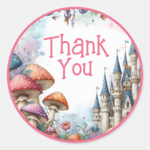 Sticker Rond Fée d'anniversaire Floral Anniversaire Pink Prince