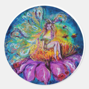 STICKER ROND FÉE DANS LA NUIT