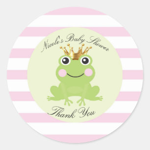 Sticker Rond Fée de conte de fées Prince Grenouille Baby Shower