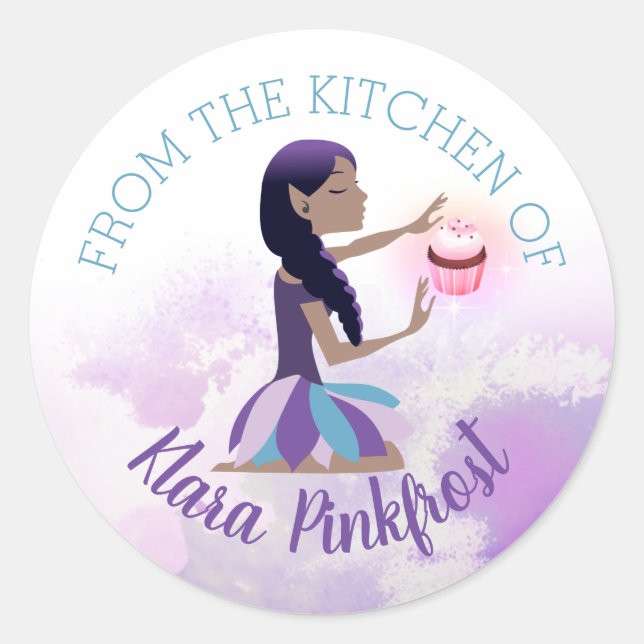Sticker Rond Fée de cuisson afro-américaine de la cuisine de (Devant)
