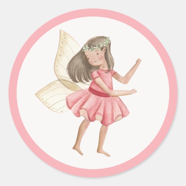 Sticker Rond Fée de la princesse Whimsical fête d'anniversaire  (Devant)
