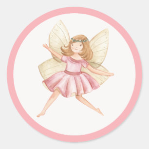 Sticker Rond Fée de la princesse Whimsical fête d'anniversaire 