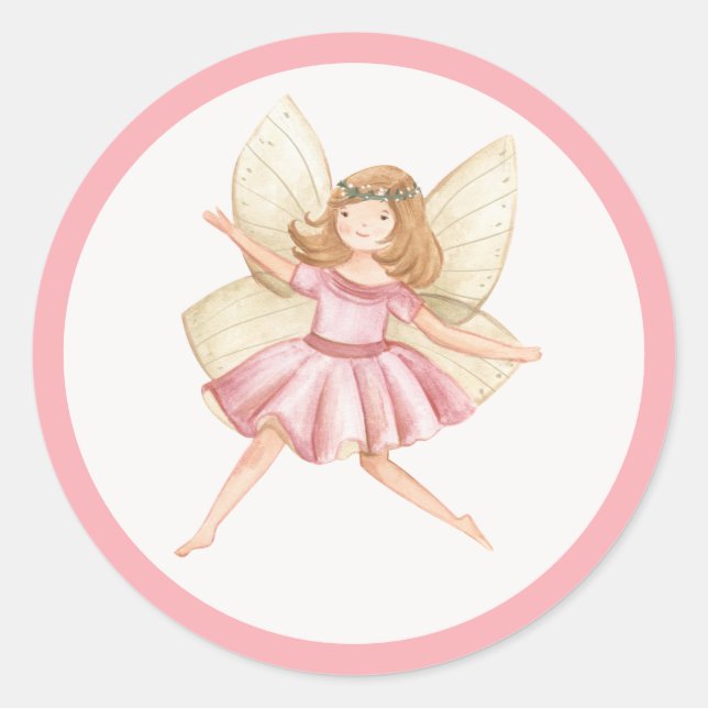 Sticker Rond Fée de la princesse Whimsical fête d'anniversaire  (Devant)