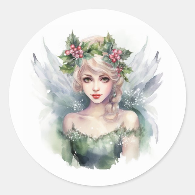 Sticker Rond Fée de Noël (Devant)