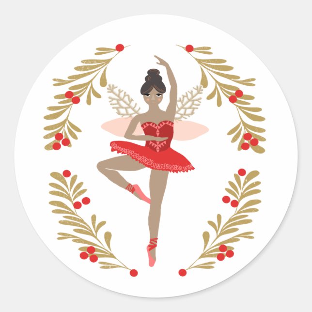 Sticker Rond Fée de prune de sucre - Nutcracker Noël (Devant)