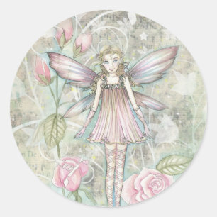Sticker Rond Fée de Rose Fantaisiste