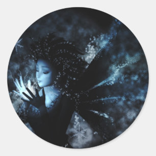 Sticker Rond Fée d'hiver