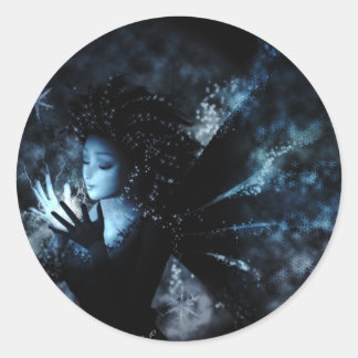 Sticker Rond Fée d'hiver