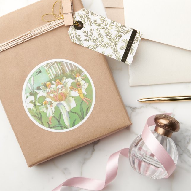 Sticker Rond Fée Floral Garden Enchanted Forest Girl Anniversai (Cadeaux)