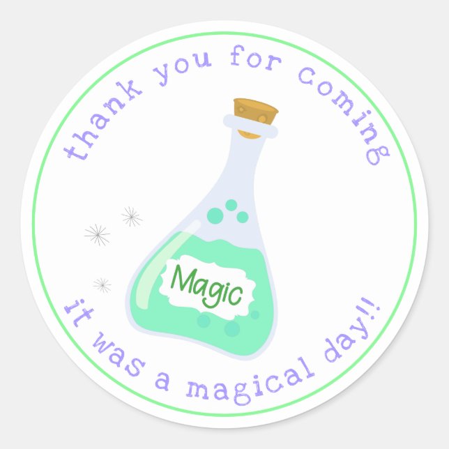Sticker Rond Fée magique | Anniversaire de la fille "Merci" (Devant)