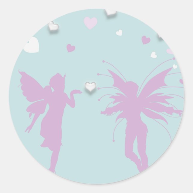 Sticker Rond Fées et coeurs (Devant)