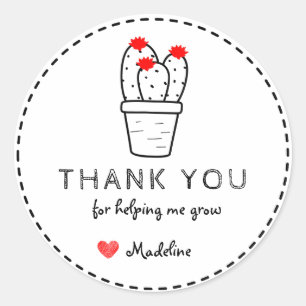 Sticker Rond Félicitations à Cute Cactus Merci Bienvenue