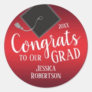 Sticker Rond Félicitations à notre classe de 2020 Rouge