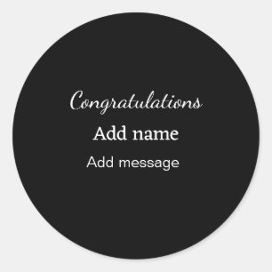 Sticker Rond Félicitations ajouter un message de nom simple dip