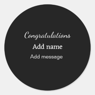 Sticker Rond Félicitations ajouter un message de nom simple dip