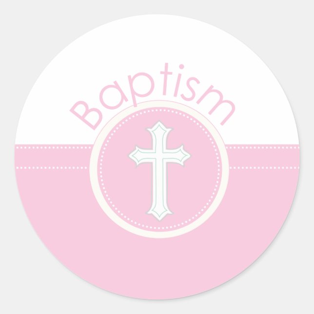 Sticker Rond Félicitations au baptême de la petite-fille Pink C (Devant)