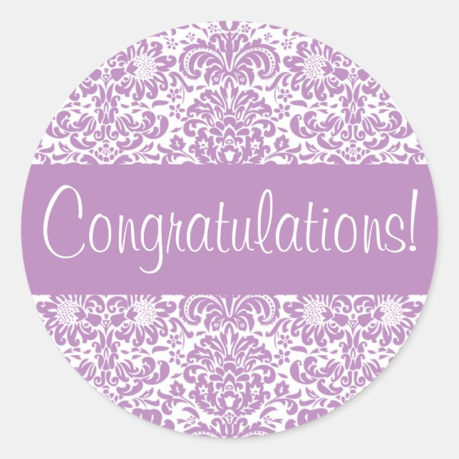 Sticker Rond Félicitations Damask Enveloppe Seal (Devant)