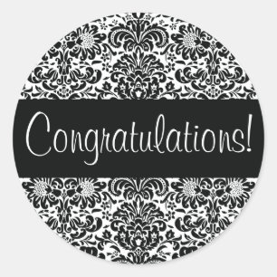 Sticker Rond Félicitations Damask Enveloppe Seal