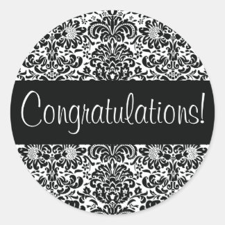 Sticker Rond Félicitations Damask Enveloppe Seal